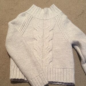 Banana Republic wool Light cream Cable Knit Turtleneck mock neck Sweater